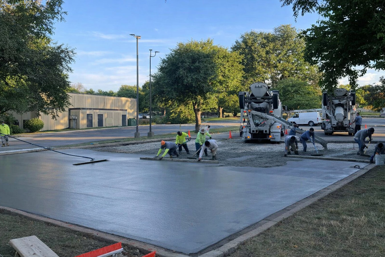Concrete parking lot building in Merced, CA
